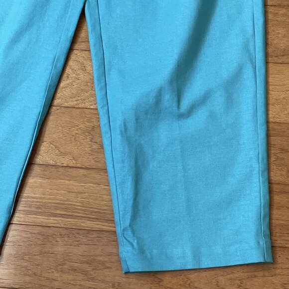 KOOS OF COURSE Pull On Capris Women's Small Turquoise Linen Blend Beachy NWT - Picture 3 of 15